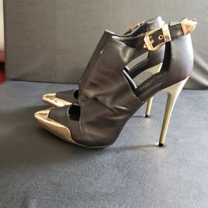 Black and Gold adjustable strap booties